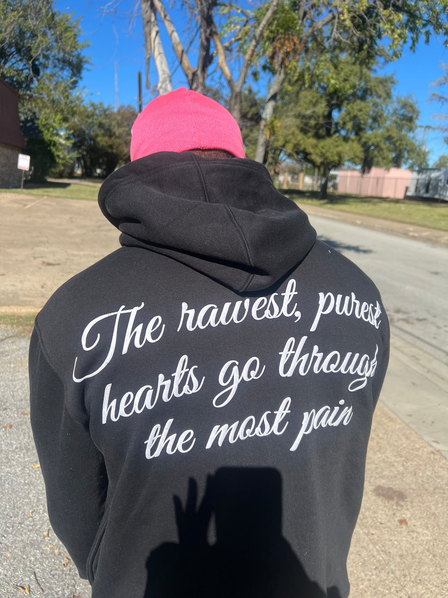Black & White Raw Hearted Hoodie