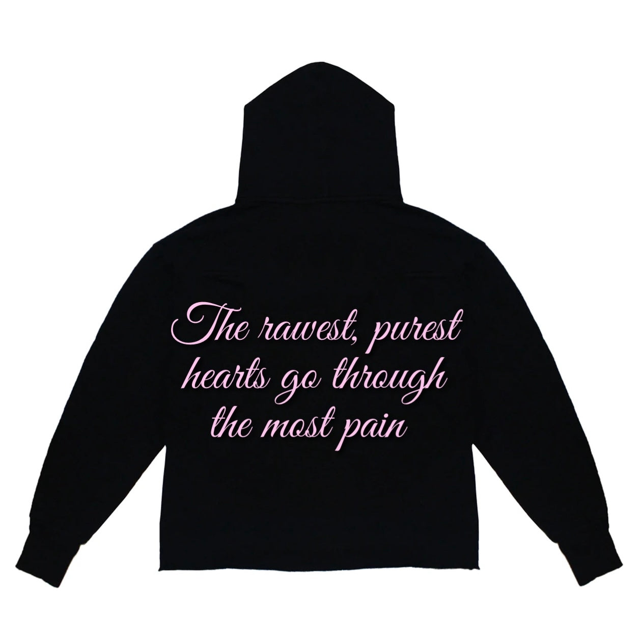 Black & Light Pink Raw Hearted Hoodie