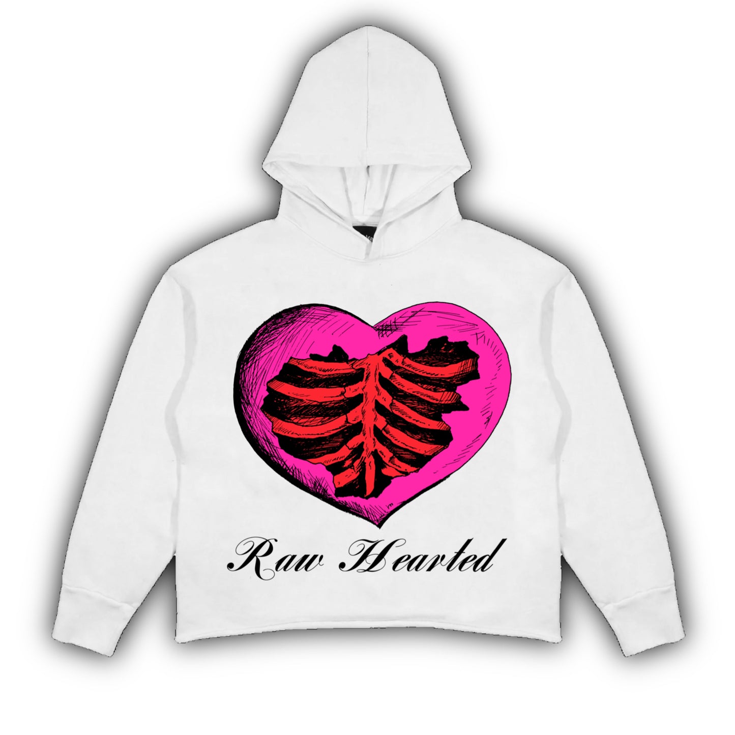 Pink & Red Raw Hearted Hoodie
